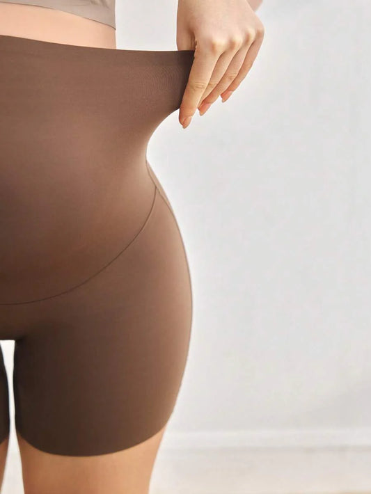 Maternity High Waist Belly Support Underwear, Soft Knitted Coffee Brown Comfort Panties for Daily Pregnancy Support