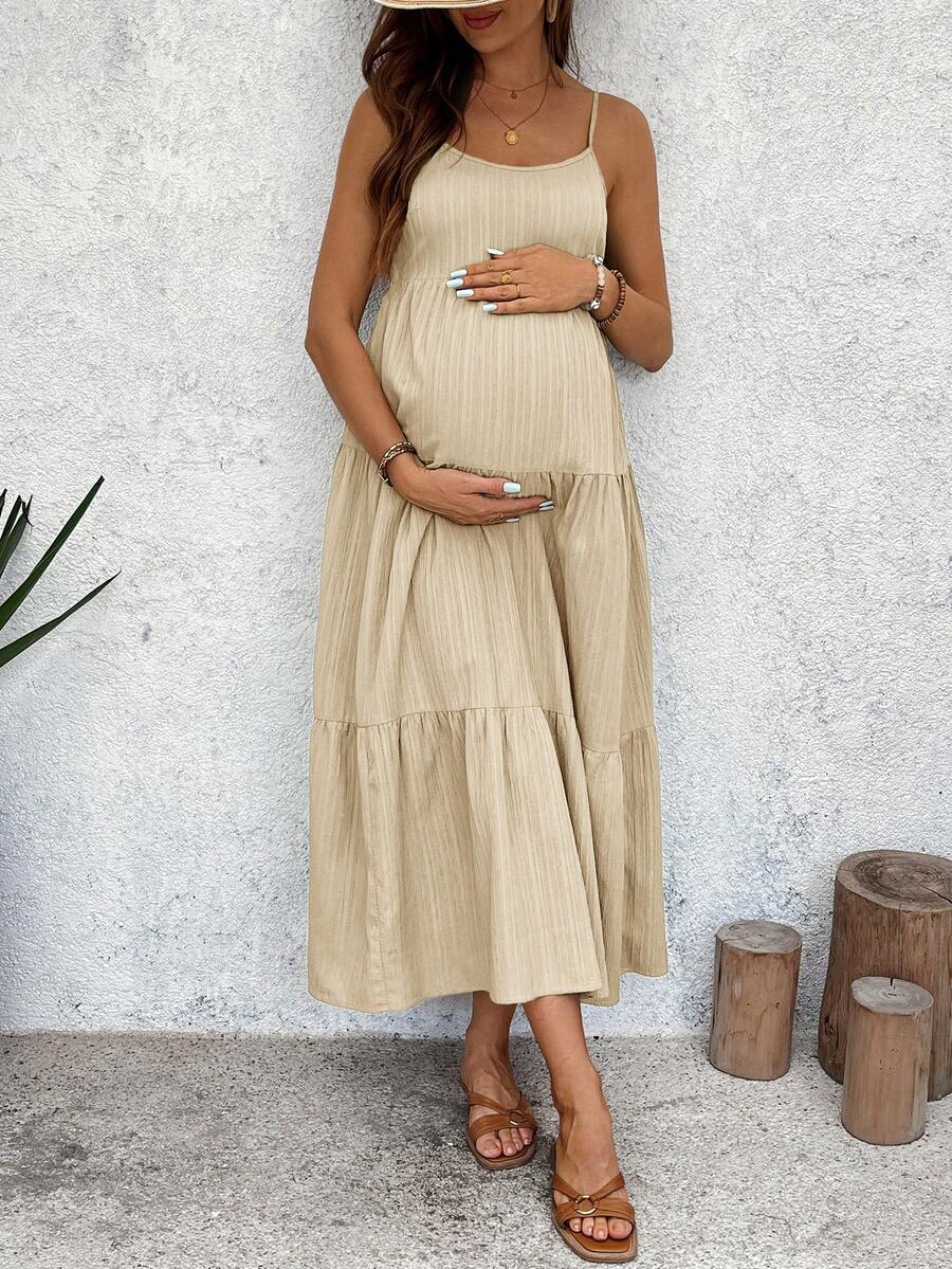 Maternity Sleeveless Solid Color Dress, Fashionable For Summer Woman S Summer Clothes  Maternity Dress  Vacation