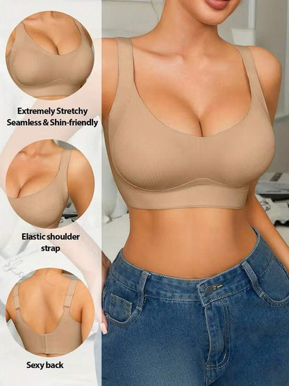 Push-Up Seamless Bra - Adjustable Strap Tummy Control Workout Bra