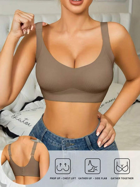 Push-Up Seamless Bra - Adjustable Strap Tummy Control Workout Bra