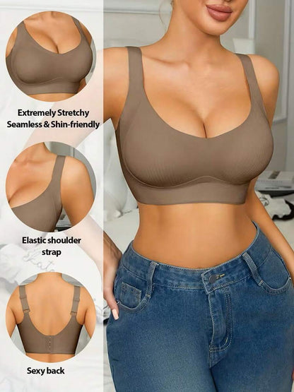 Seamless Push-Up Wire-Free Bra - Adjustable Strap Full Bust Lift Support