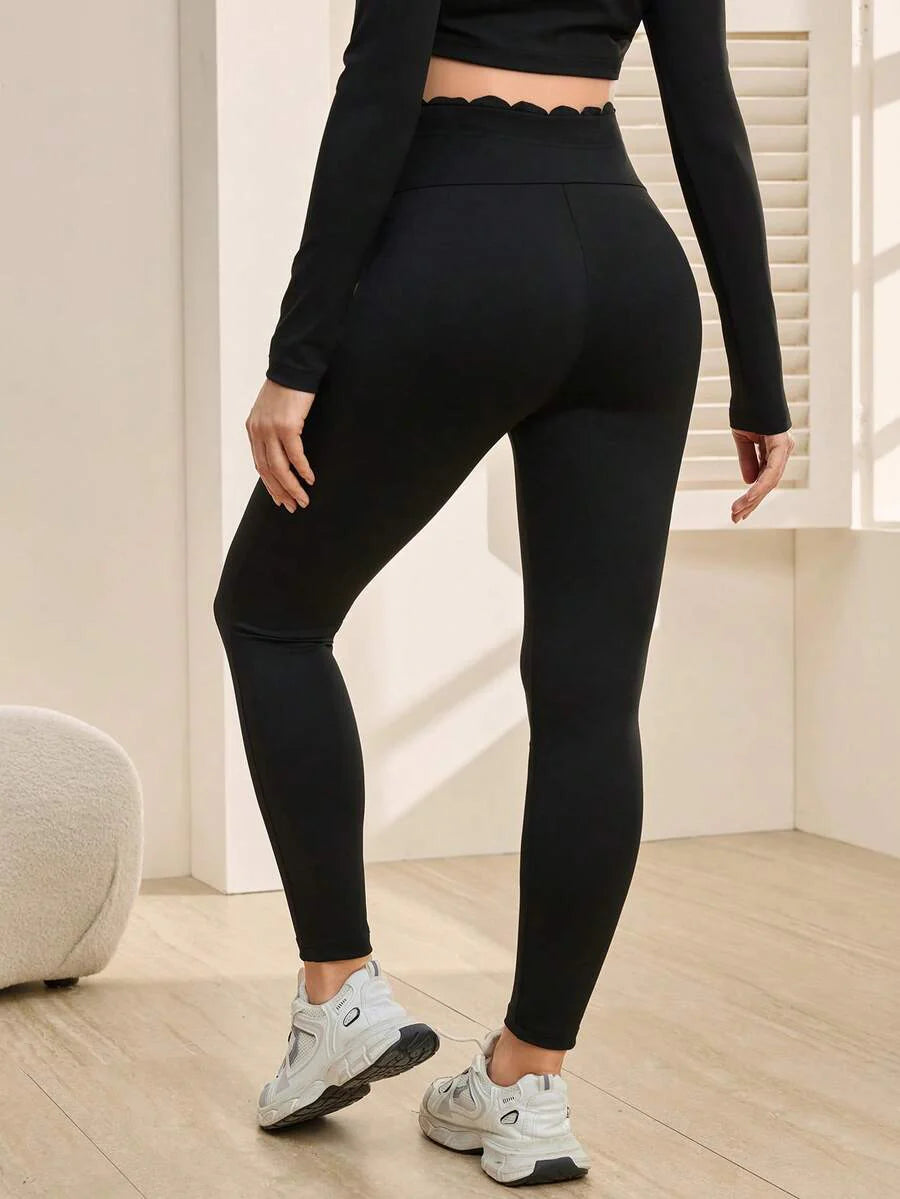 Maternity Solid Color High Waist Slim Fit Leggings - Breathable Stretchy Pregnancy Pants