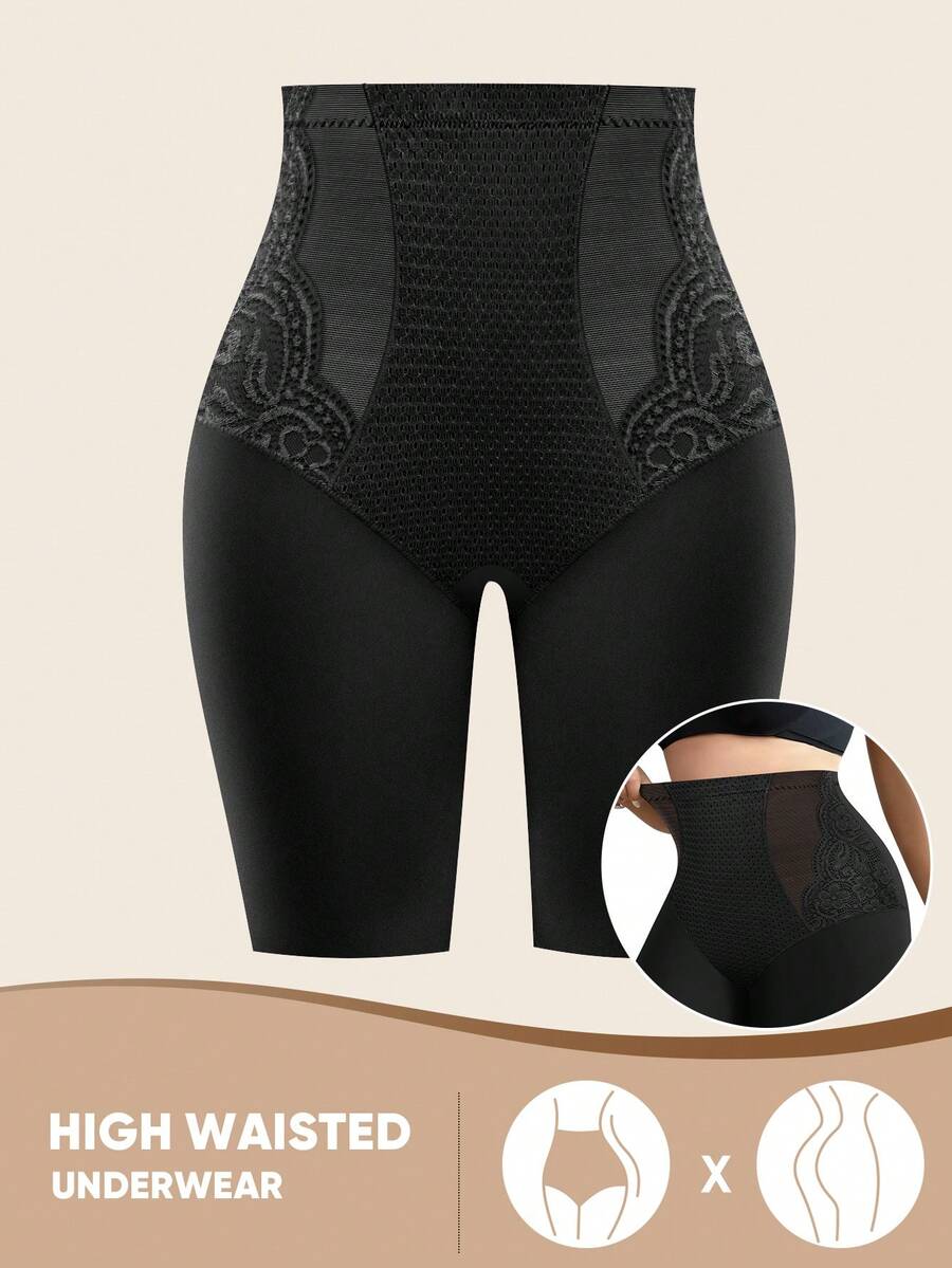 Plus Size High Waist Lace Shapewear Panties - Tummy Control & Butt Lift