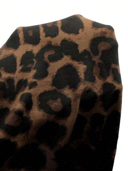 Maternity Clothes Dress Pregnant Women's Fashionable Party Banquet Leopard Print Bodycon Halter Summer Baby Shower Elegant Black