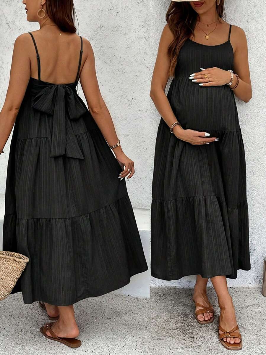 Maternity Sleeveless Solid Color Dress, Fashionable For Summer Woman S Summer Clothes  Maternity Dress  Vacation