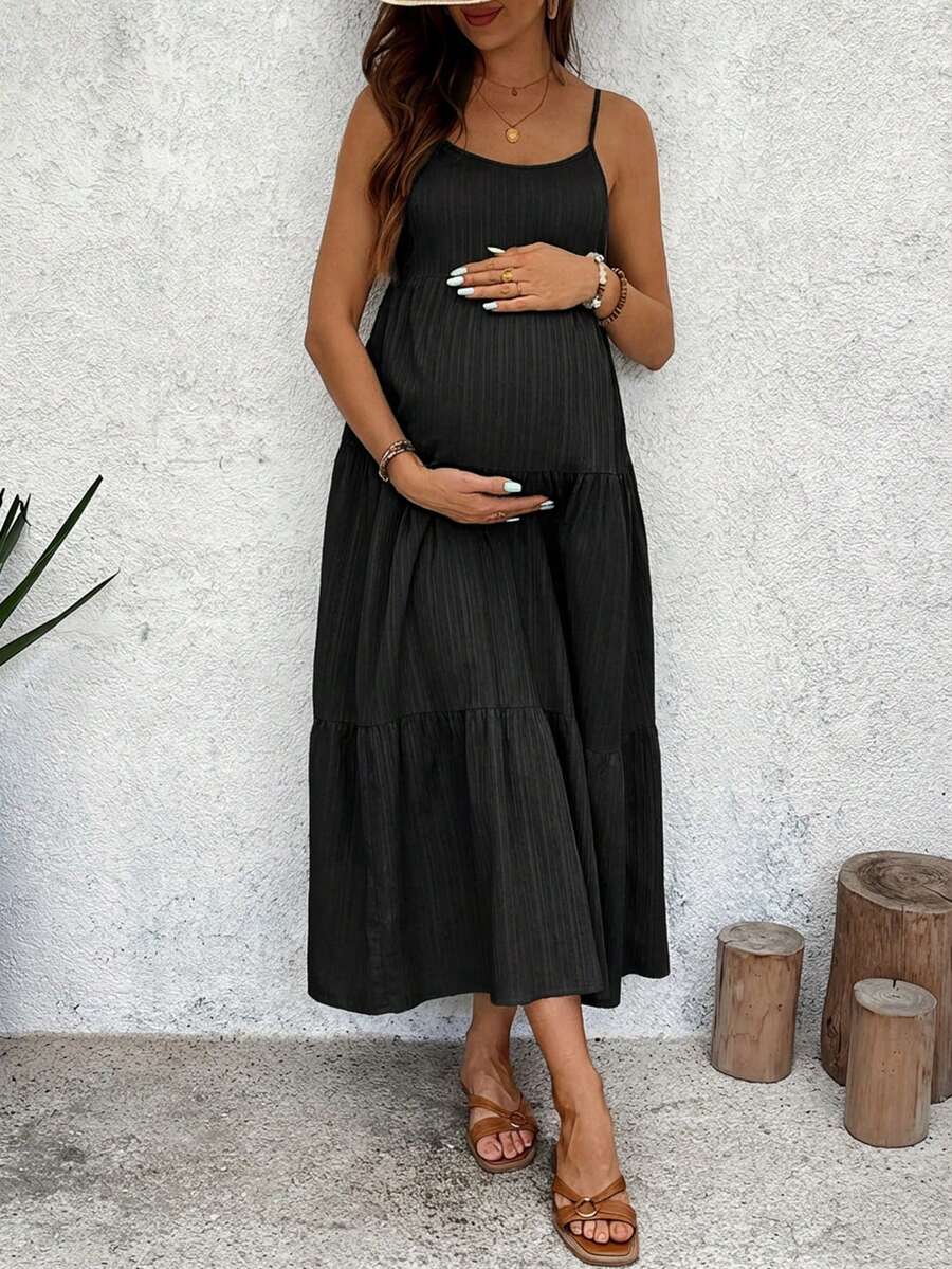 Maternity Sleeveless Solid Color Dress, Fashionable For Summer Woman S Summer Clothes  Maternity Dress  Vacation