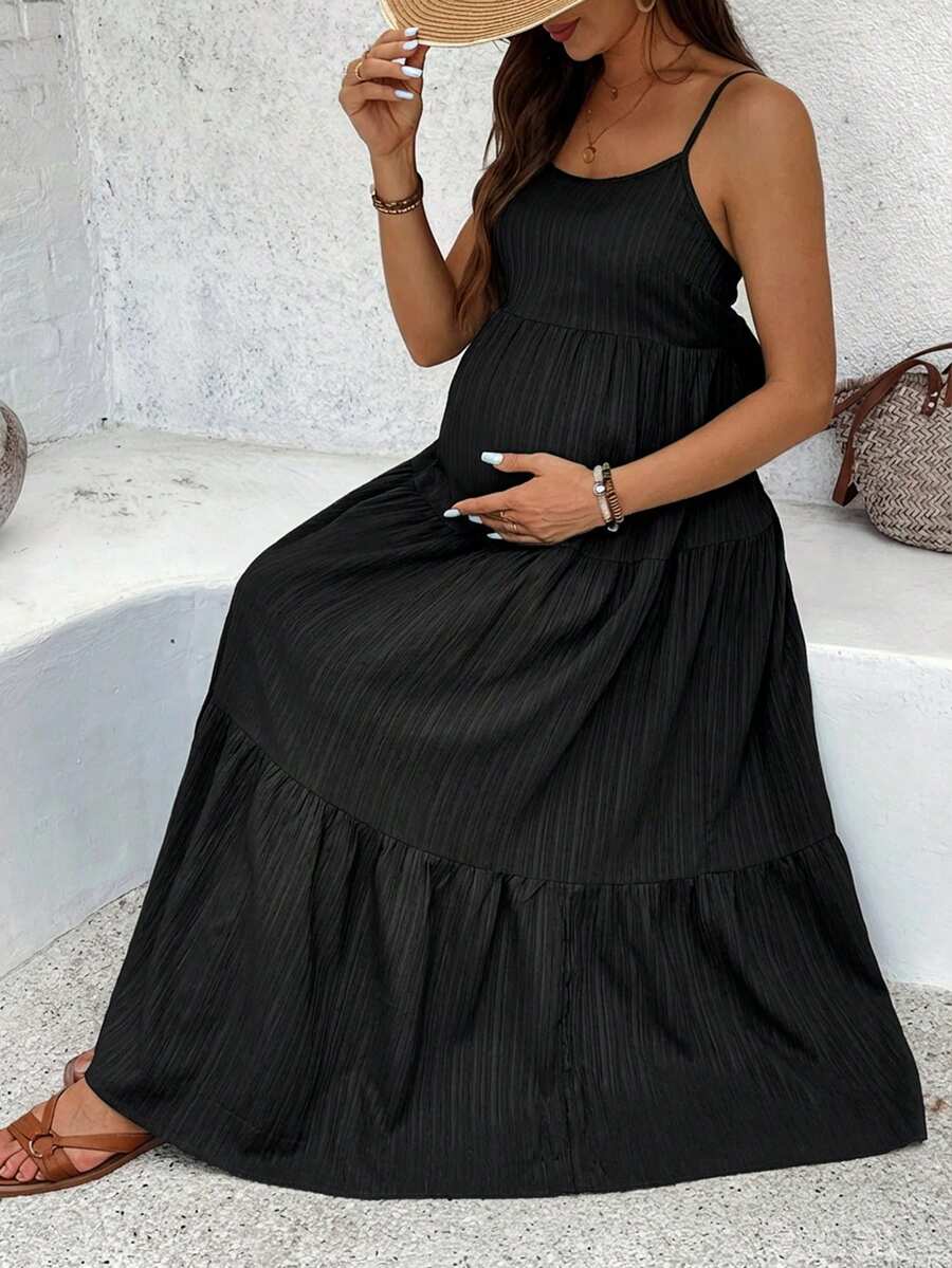 Maternity Sleeveless Solid Color Dress, Fashionable For Summer Woman S Summer Clothes  Maternity Dress  Vacation