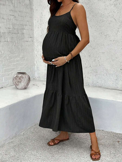Maternity Sleeveless Solid Color Dress, Fashionable For Summer Woman S Summer Clothes  Maternity Dress  Vacation