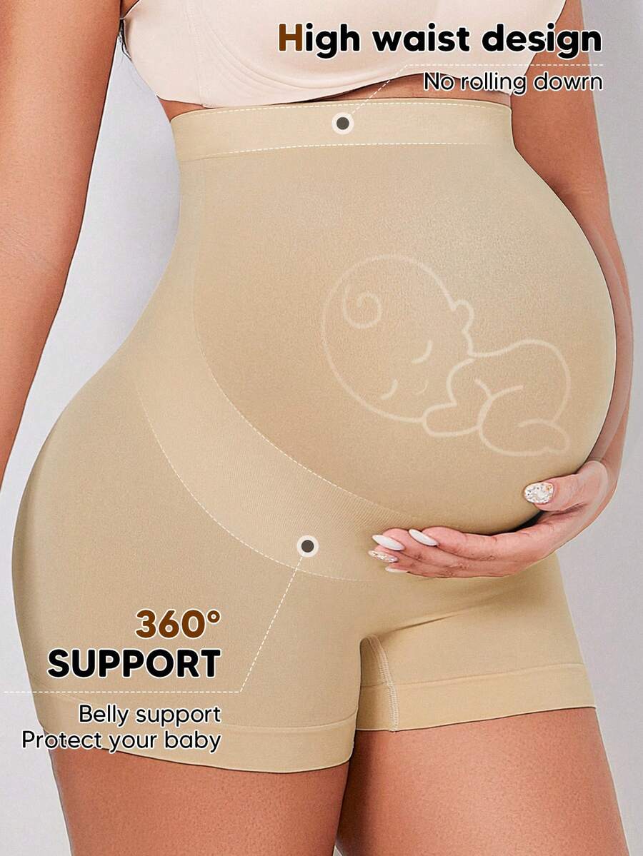 Maternity Christmas Belly Support Shorts - High Waist Elastic Expandable Panel Yoga, Pregnancy