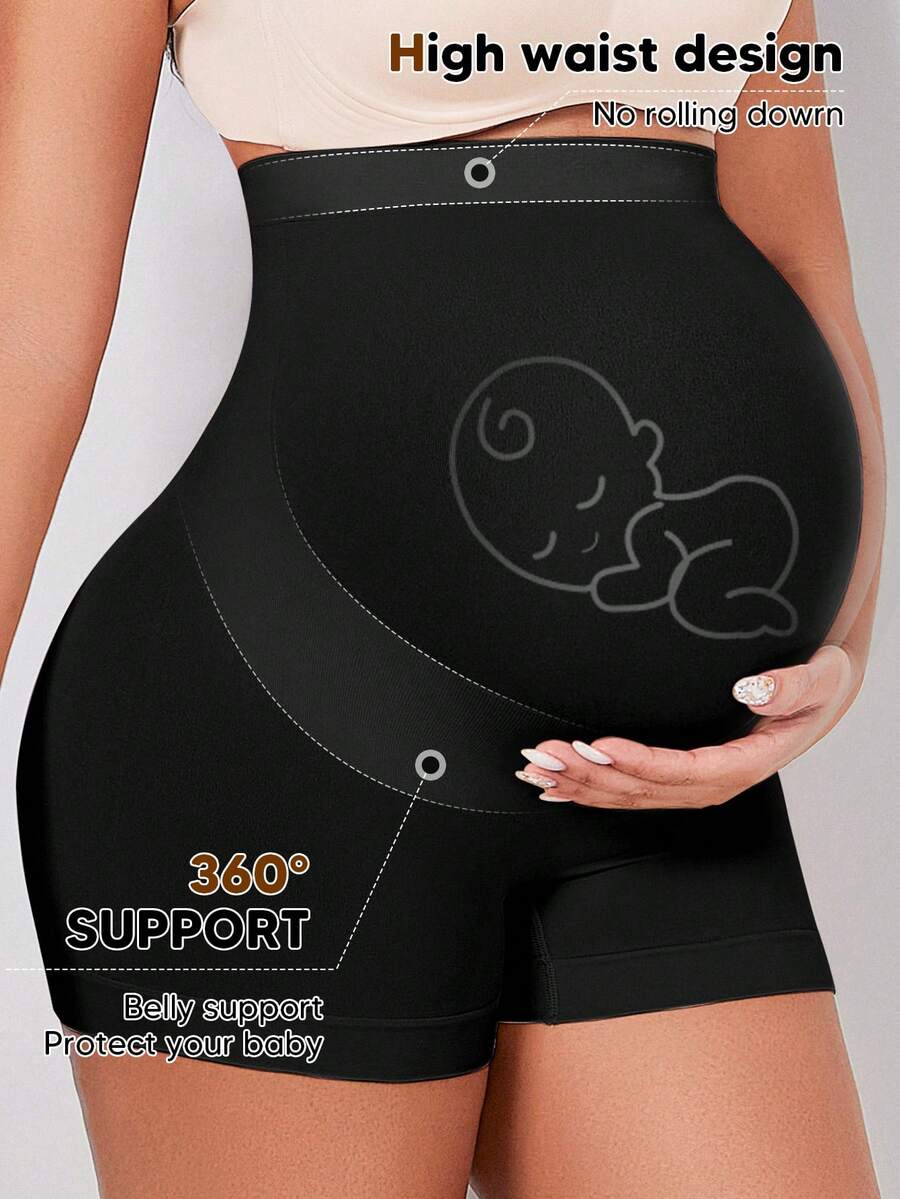 Hart & Haze Maternity Belly Support Shorts - High Waist Expandable Panel Yoga, Christmas Edition