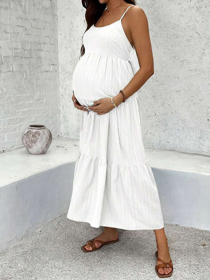 Maternity Sleeveless Solid Color Dress, Fashionable For Summer Woman S Summer Clothes  Maternity Dress  Vacation