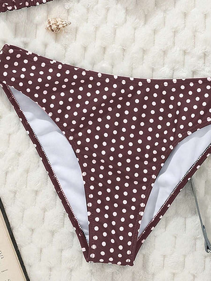 Swim Vcay Women's Summer New Contrast Color Striped Sexy Halter Triangle Cup Bikini Set