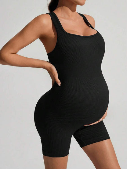 Super High Rise Maternity Sports Jumpsuit - High Stretch Belly Support