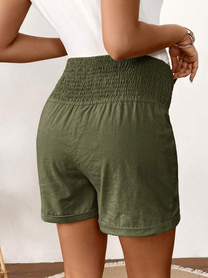 Dusty Pink 100% Cotton Maternity Shorts – Comfortable Drawstring Waist Track Shorts with Pockets for Summer Casual & Beach Wear