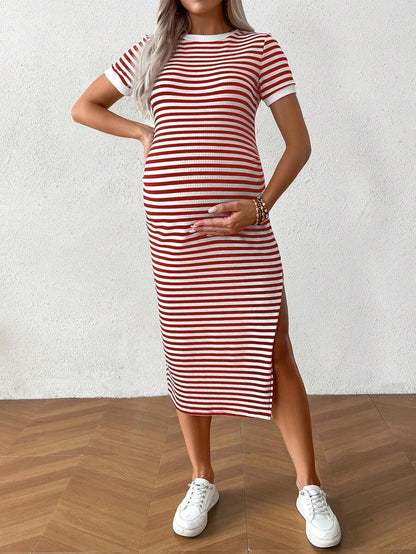 Maternity Geometric Print Backless Cami Dress Navy Blue Spaghetti Strap Boho Mini Beach Vacation Sun Dress