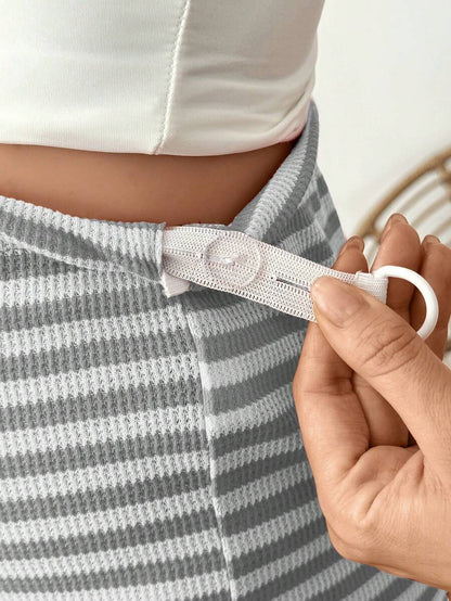 Grey Maternity Casual Skinny Track Shorts - Adjustable Elastic Waist Summer Mini Shorts - Everyday Commute Solid Color Grey Maternity Bottoms