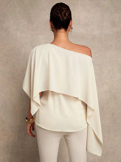 Maternity Shirt - Asymmetrical Neck Twist 2 In 1 Elegant, Apricot