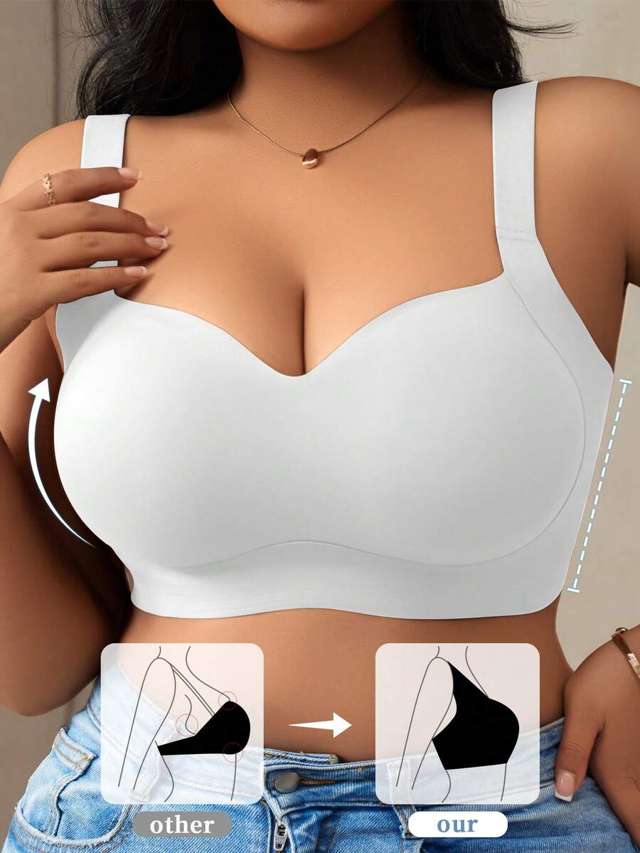 Women's Plus Size Seamless Padded Wireless Bra - Gray Lift & Support Bralette