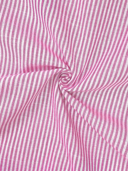 Yellow Cotton Pinstriped Sleeveless Maternity Summer Dress - Cute Round Neck Ruffle Hem Smock Sundress for Vacation and Casual Wear