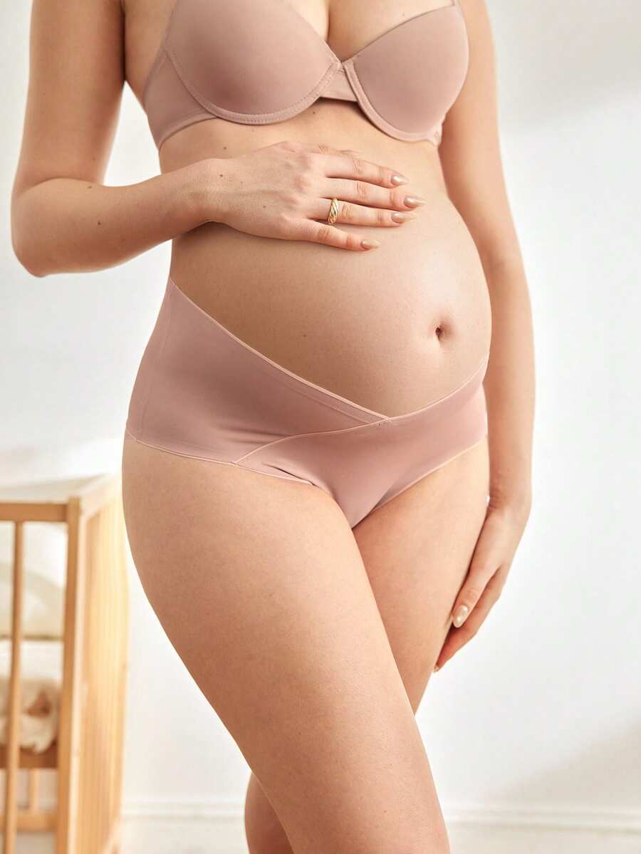 Maternity Brief - Solid Color Seamless Soft Stretch Low-Pressure Support Nursing, Daily Wear