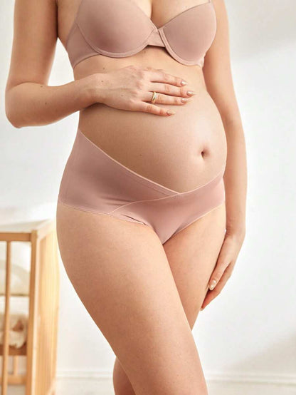 Maternity Brief - Solid Color Seamless Soft Stretch Low-Pressure Support Nursing, Daily Wear