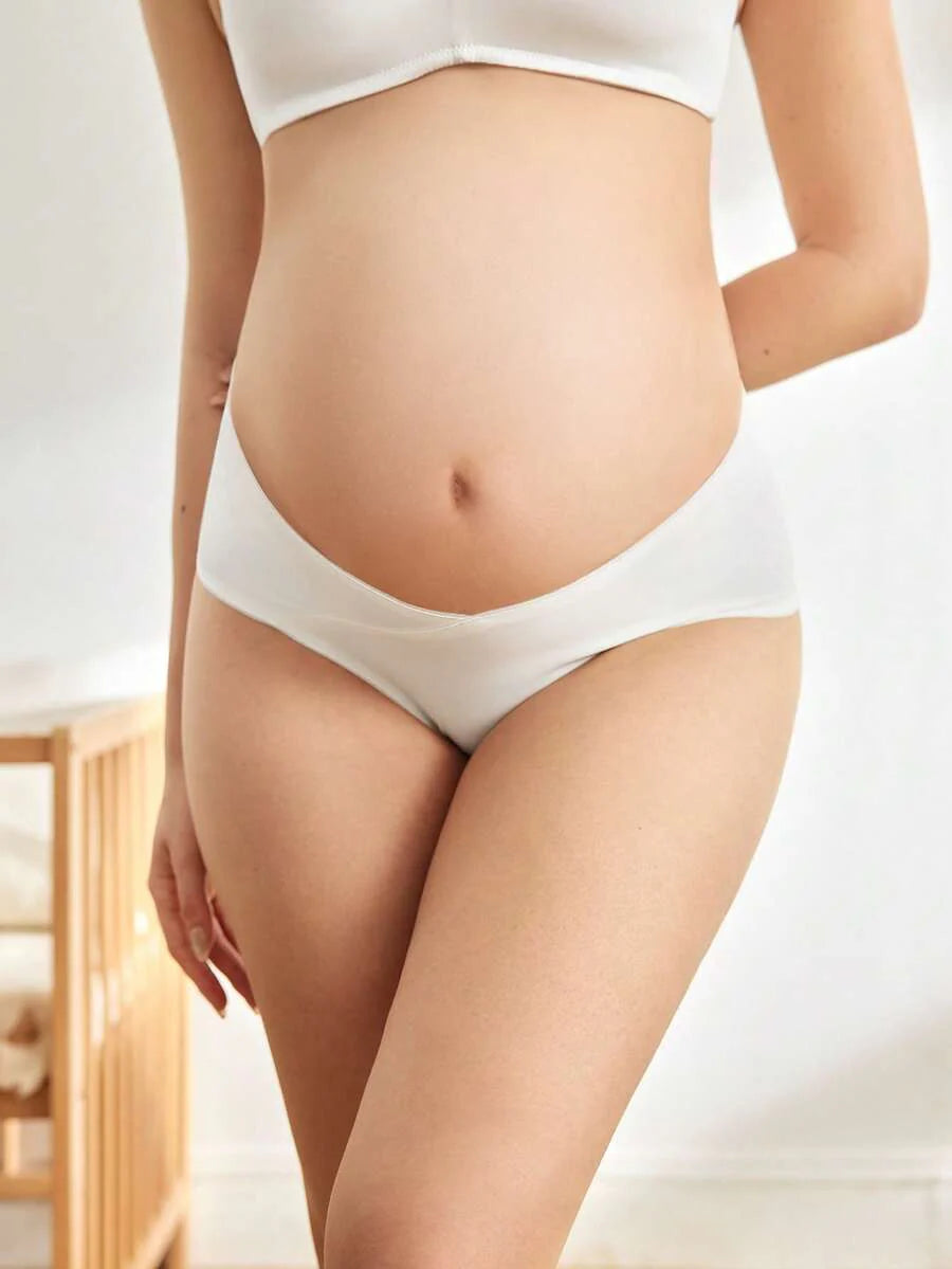Maternity Brief - Solid Color Seamless Soft Stretch Low-Pressure Support Nursing, Daily Wear