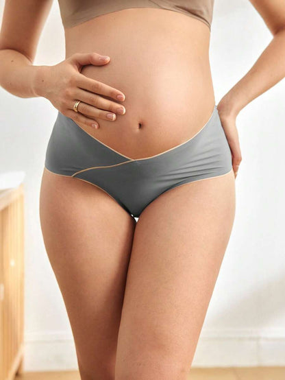 Maternity Briefs - Solid Color Asymmetric Waistband Casual Soft Stretch, Pregnancy Daily Wear