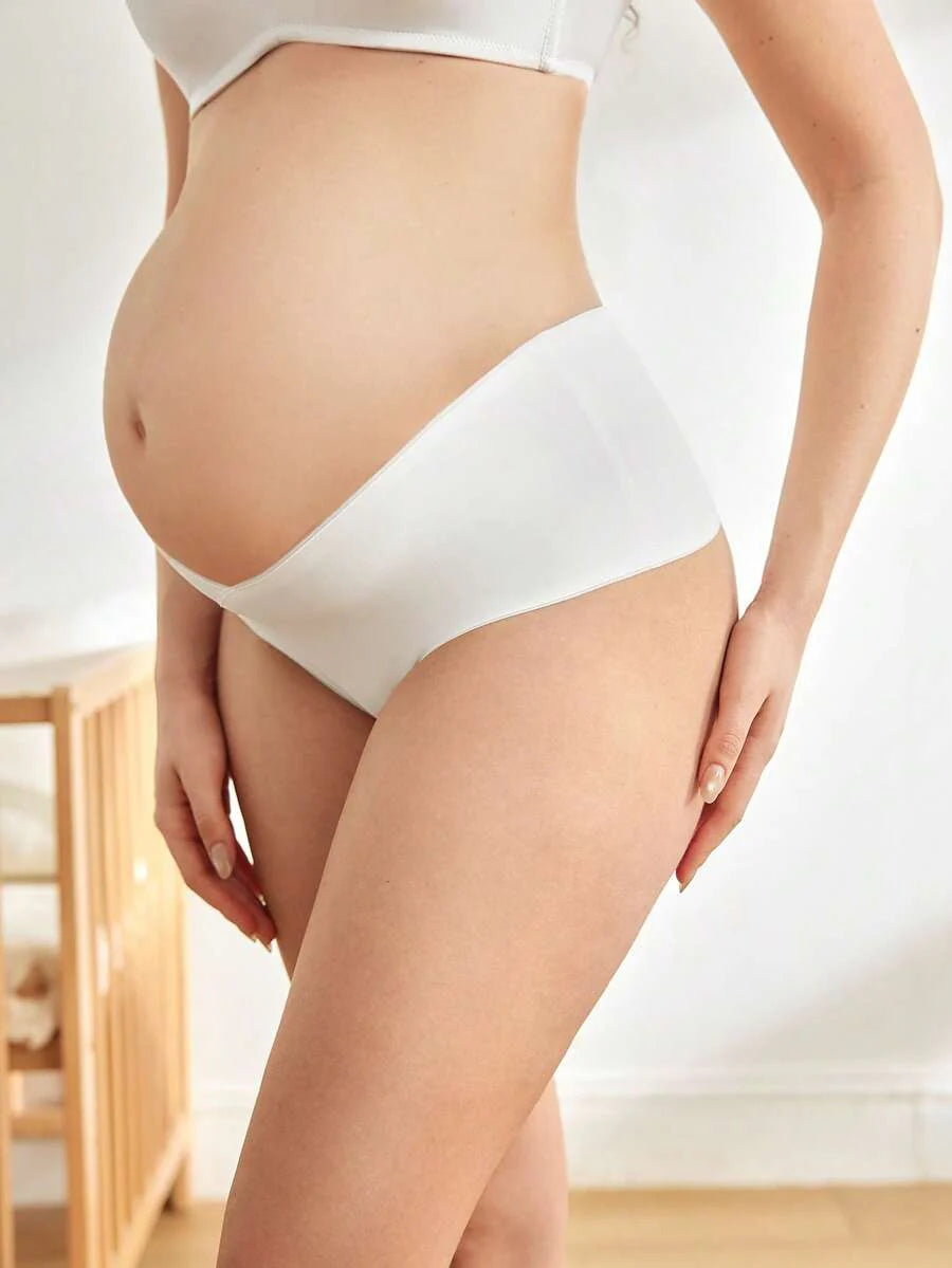 Maternity Brief - Solid Color Seamless Soft Stretch Low-Pressure Support Nursing, Daily Wear