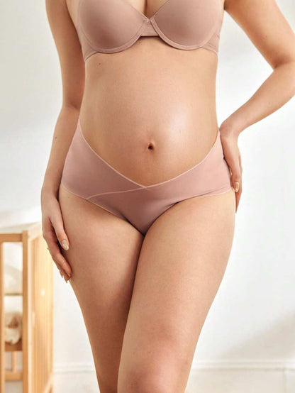 Maternity Brief - Solid Color Seamless Soft Stretch Low-Pressure Support Nursing, Daily Wear