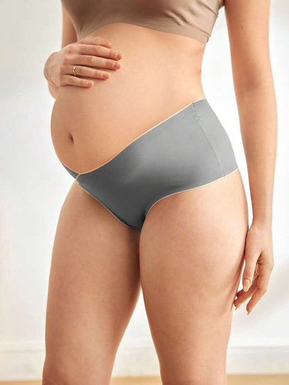 Maternity Briefs - Solid Color Asymmetric Waistband Casual Soft Stretch, Pregnancy Daily Wear