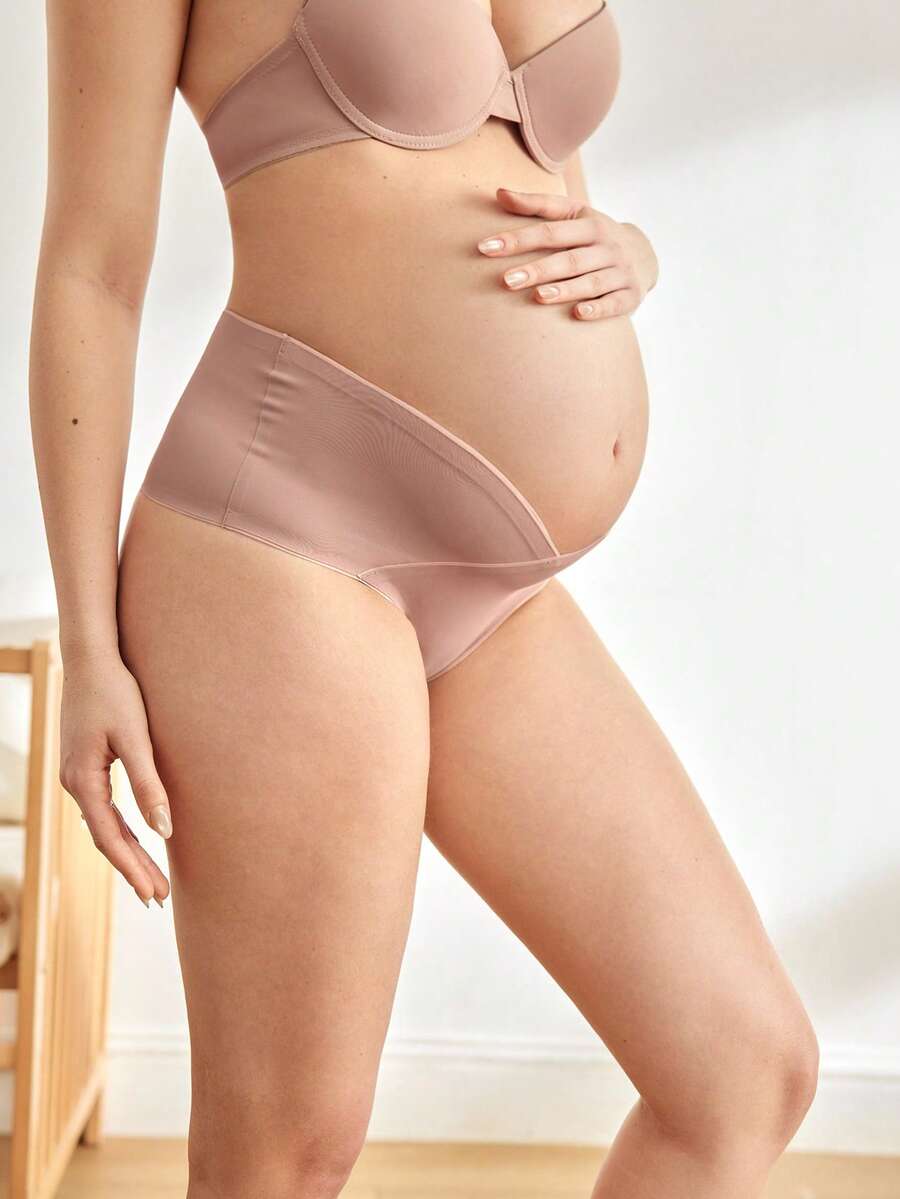 Maternity Brief - Solid Color Seamless Soft Stretch Low-Pressure Support Nursing, Daily Wear