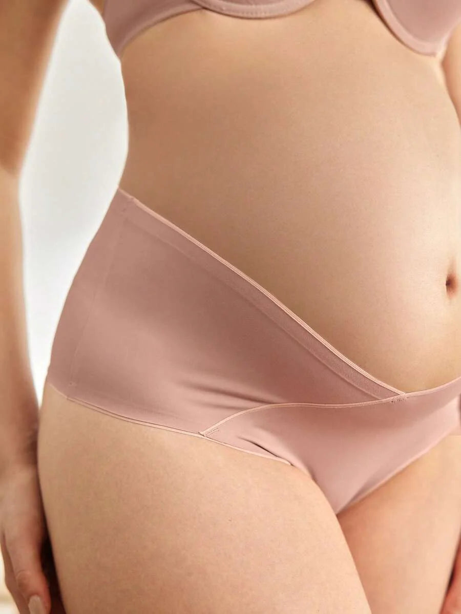 Maternity Brief - Solid Color Seamless Soft Stretch Low-Pressure Support Nursing, Daily Wear