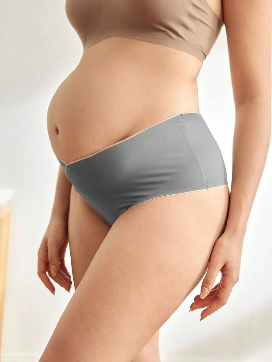 Maternity Brief - Solid Color Seamless Soft Stretch Low-Pressure Support Nursing, Daily Wear