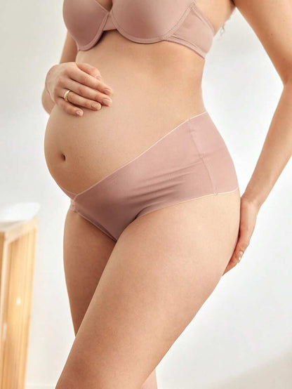 Maternity Briefs - Solid Color Asymmetric Waistband Casual Soft Stretch, Pregnancy Daily Wear