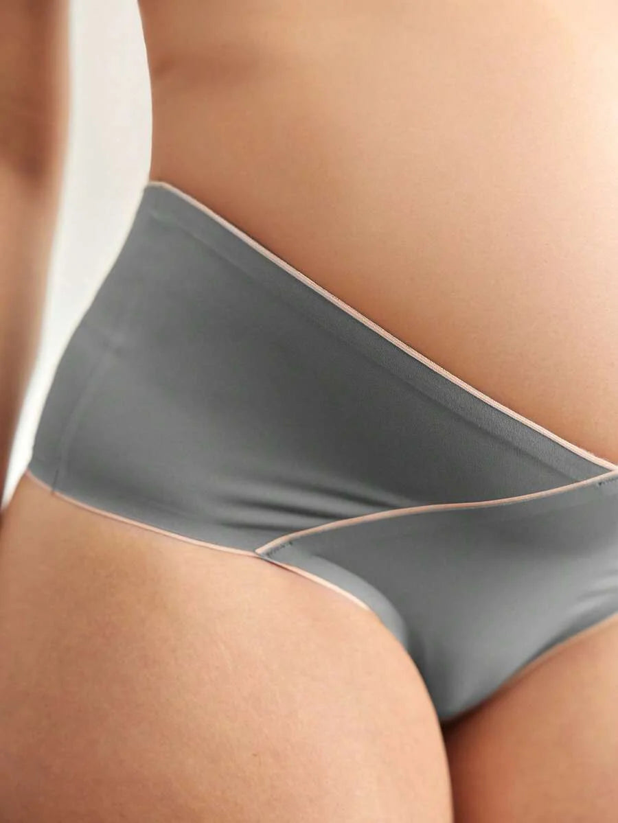 Maternity Briefs - Solid Color Asymmetric Waistband Casual Soft Stretch, Pregnancy Daily Wear