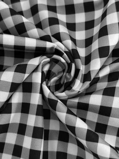 Maternity Clothes Maternity Bottoms Casual Summer Adjustable Waistband, Lace Trim At The Waistband, Black And White Checkered Maternity Leggings With A Three-Quarter Length Split. Checkered Pattern.