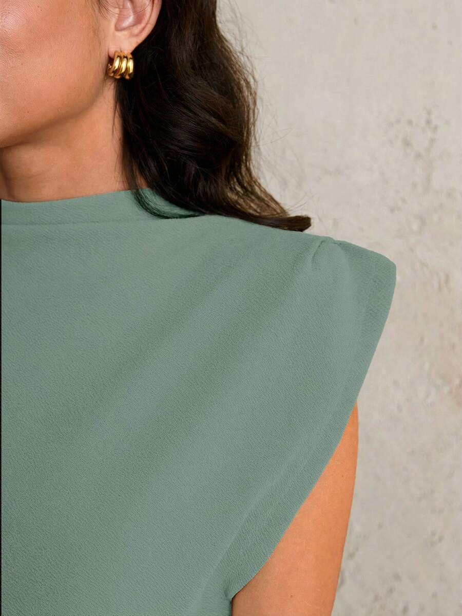 Maternity Ruched Midi Dress - Asymmetrical Hem, High Waist, Cap Sleeve, Black