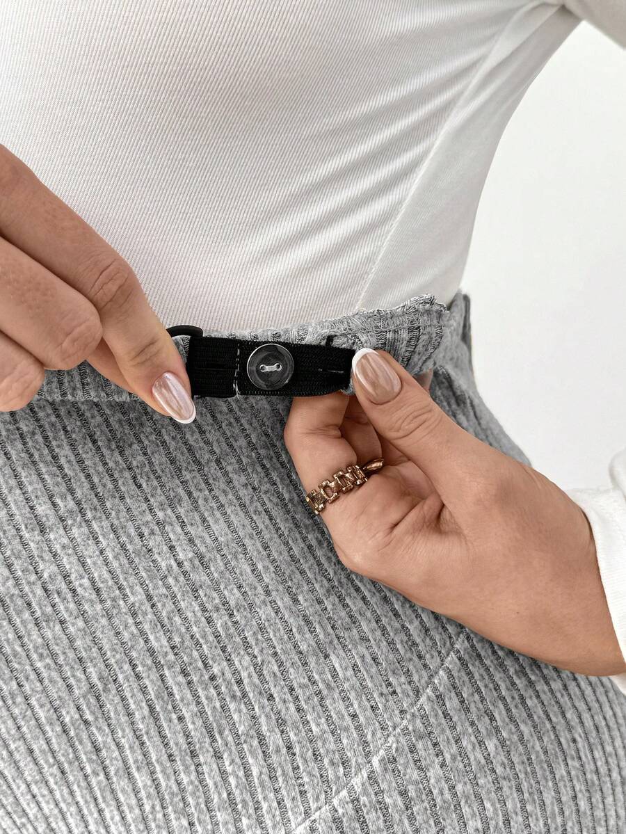 Plus Size Ribbed Knit Ultra High Waist Maternity Leggings - Slim Fit Office Commute Pants