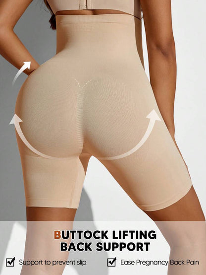 Maternity Belly Support Knee-Length Shorts, High Rise Elastic Black Shaping Briefs, Comfortable Daily Supportive Seamless Underwear