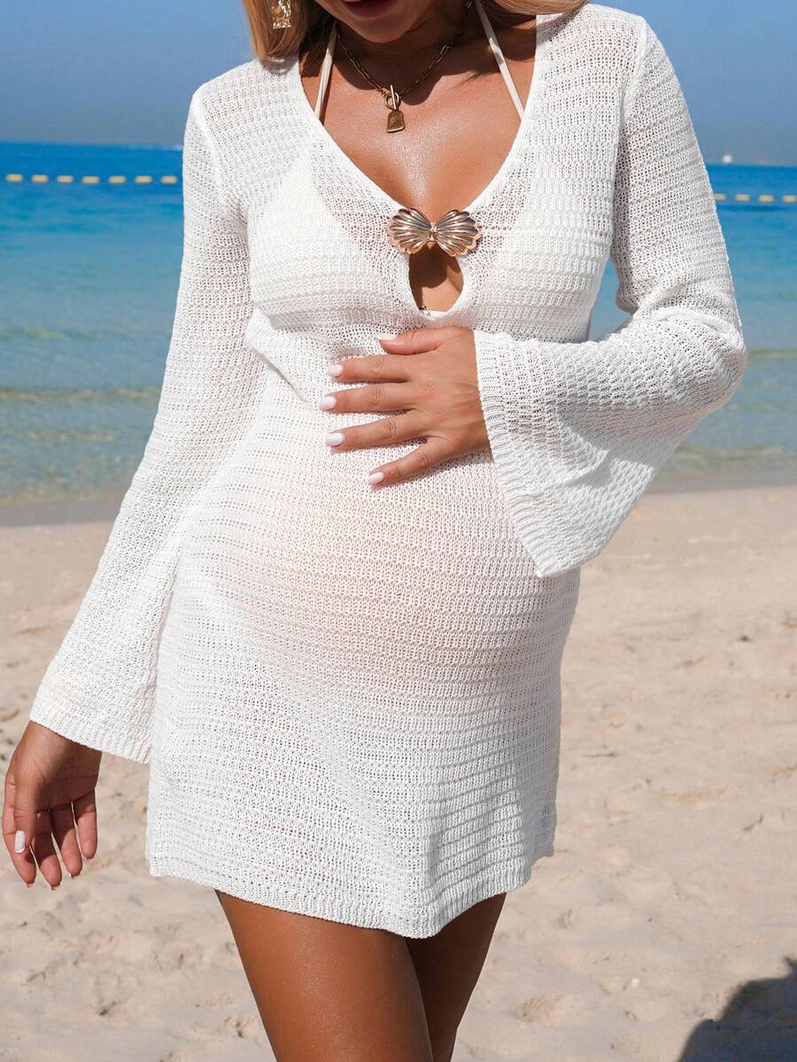 Maternity Knit Shell Cover-Up - Summer Beach Vacation