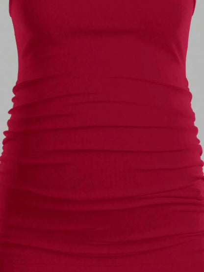 Maternity Ruched Tank Top 3-Pack - Square Neck, Slim Fit, Multicolor