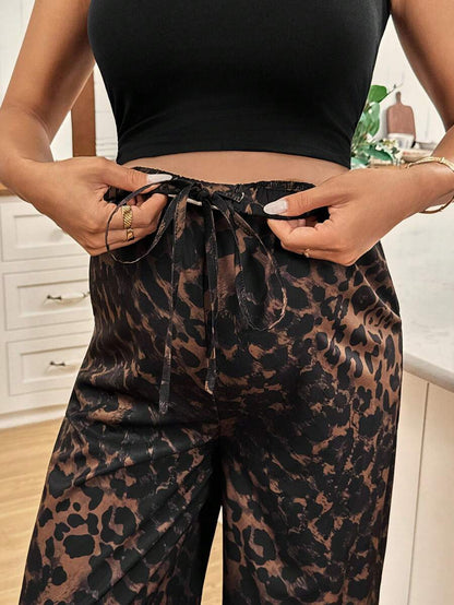 Apricot Allover Print Maternity Straight Leg Pants with Pockets and Ultra High Elastic Waist Loose Fit Casual Long Trousers