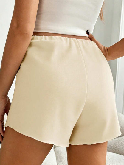 Maternity Casual Solid Black Adjustable High Waist Shorts - Loose Fit Straight Leg Summer Beach Mini Shorts