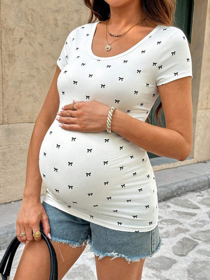 Women's Casual Butterfly Print Short Sleeve T-Shirt, Summer Maternity Clothes For Women Pregnant Women Outfits Bump Friendly Outfits Pregnancy T Shirt Pregnancy Top
