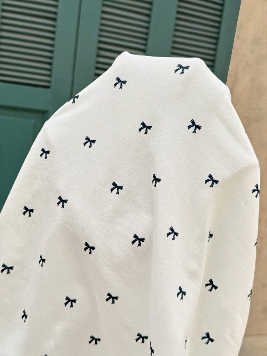 Black Maternity Bow Print Slim Fit T-Shirt with Square Neck and Padded Shoulders Elegant Short Sleeve Knitted Pregnancy Top for Night Out