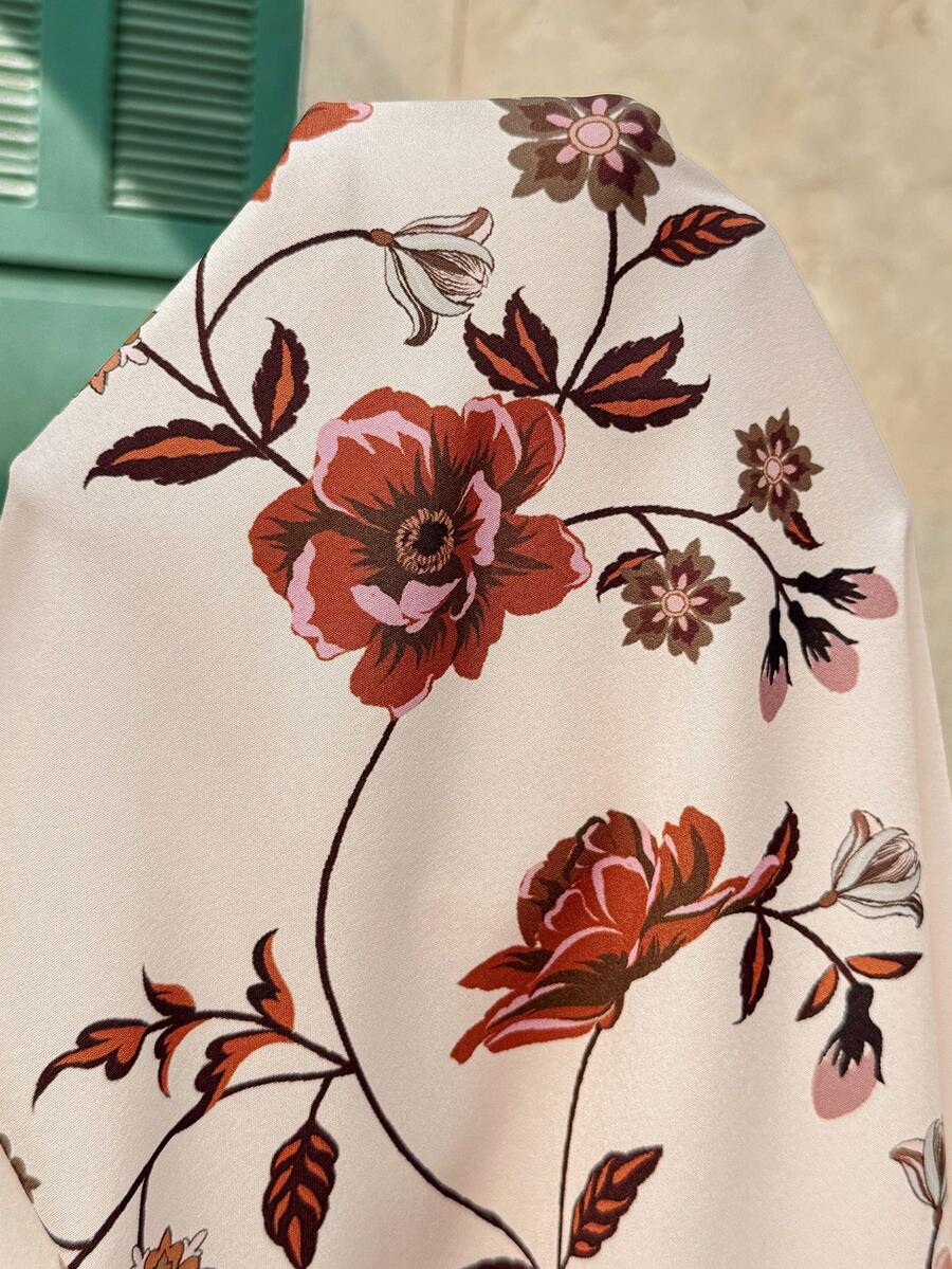 Rusty Rose Floral Spaghetti Strap Midi Maternity Dress, Boho High Waist Shirred Ruffled Beach Sundress, Sleeveless Slim Fit Cami Dress