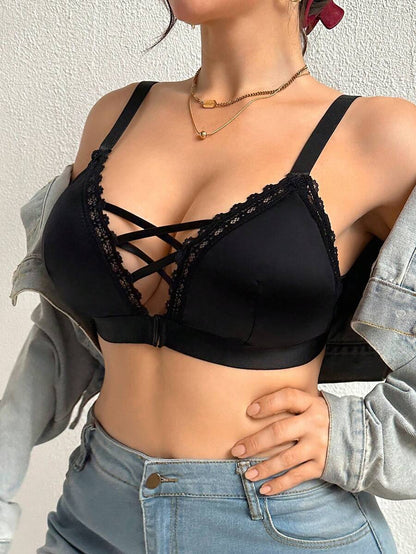 Women's Plus Size Wireless Criss-Cross Bra - Supportive Comfort Bralette
