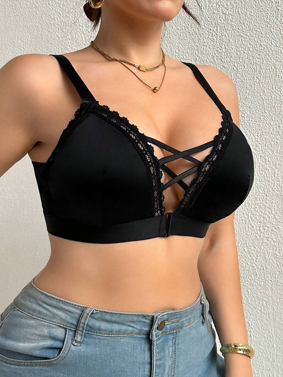 Women's Plus Size Wireless Criss-Cross Bra - Supportive Comfort Bralette
