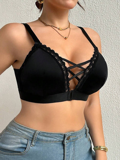 Women's Plus Size Wireless Criss-Cross Bra - Supportive Comfort Bralette