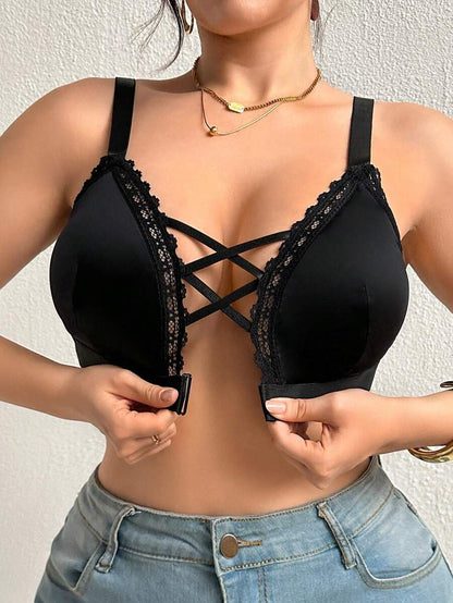 Women's Plus Size Wireless Criss-Cross Bra - Supportive Comfort Bralette